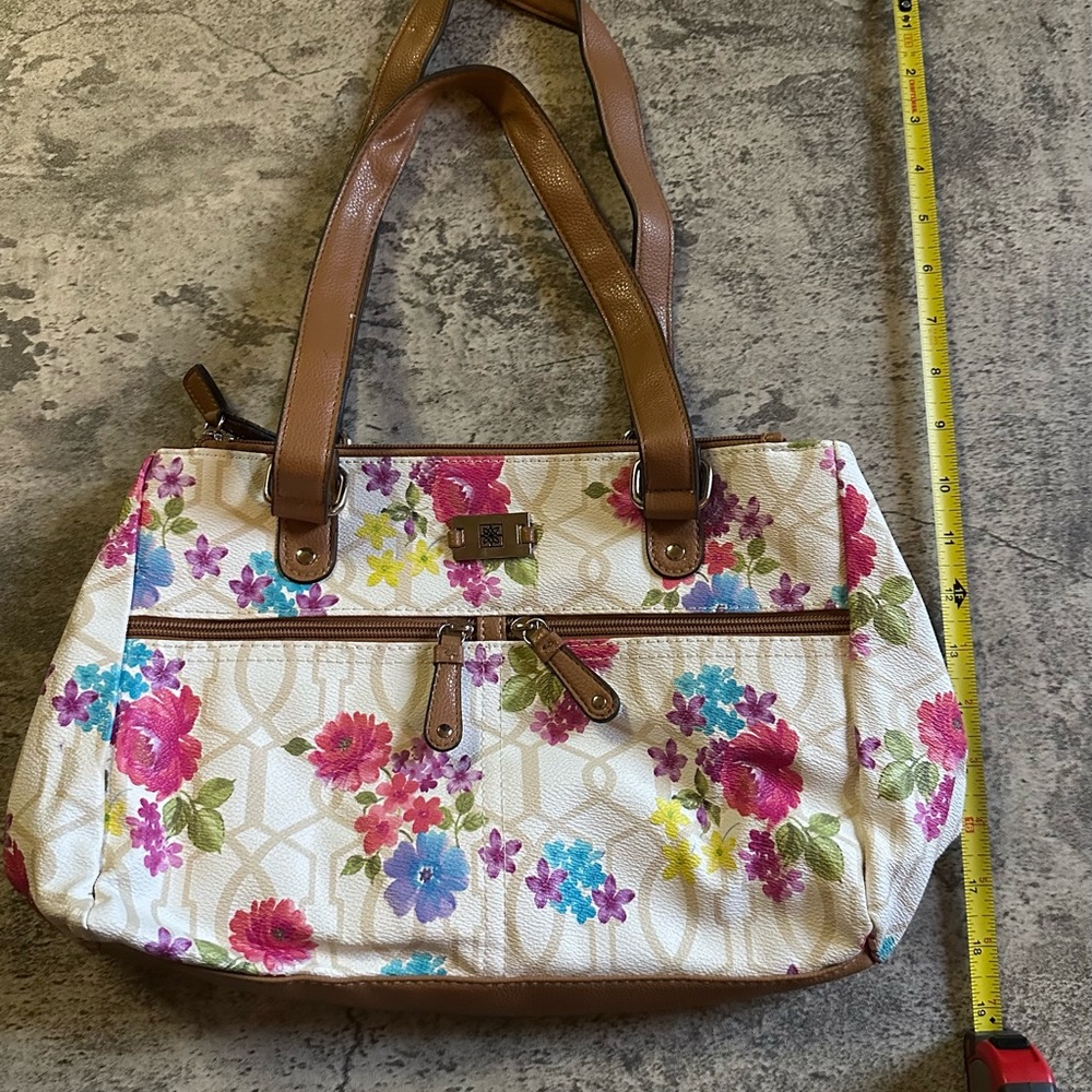George Floral Shoulder Bag with Brown Straps